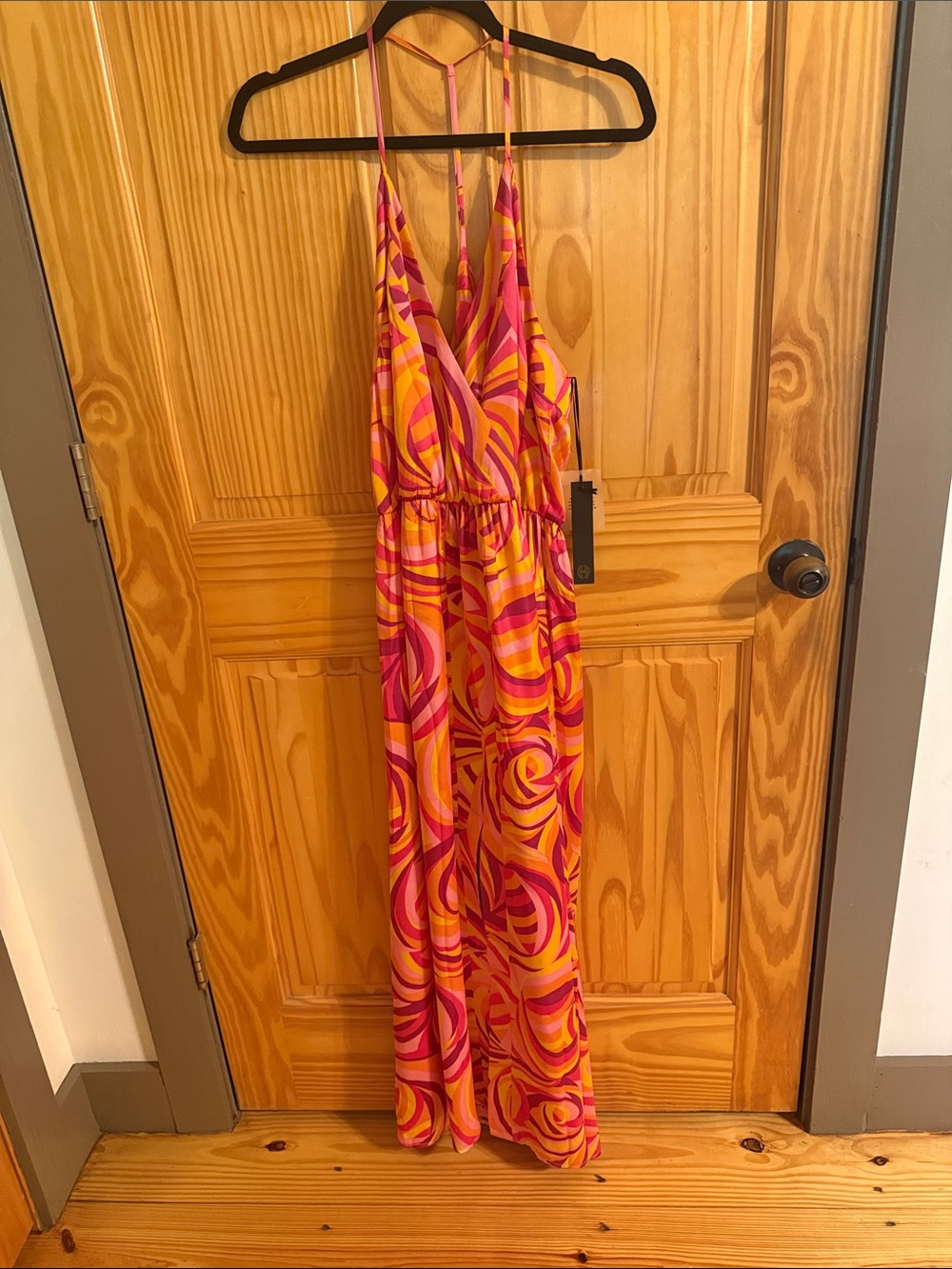 House of Harlow 1960 Pink and Orange Swirl Maxi Dress